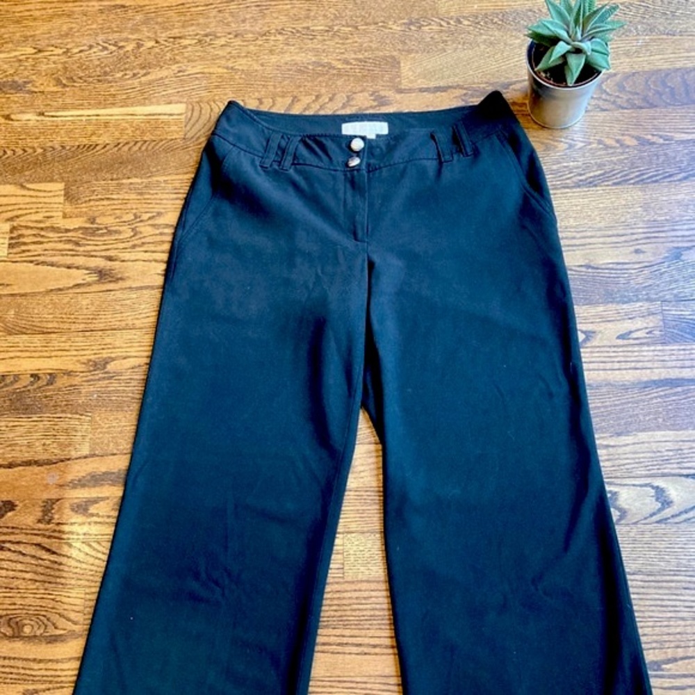 MICHAEL KORS Black Dress Pants with Silver Iconic MK Buttons. Size: 8